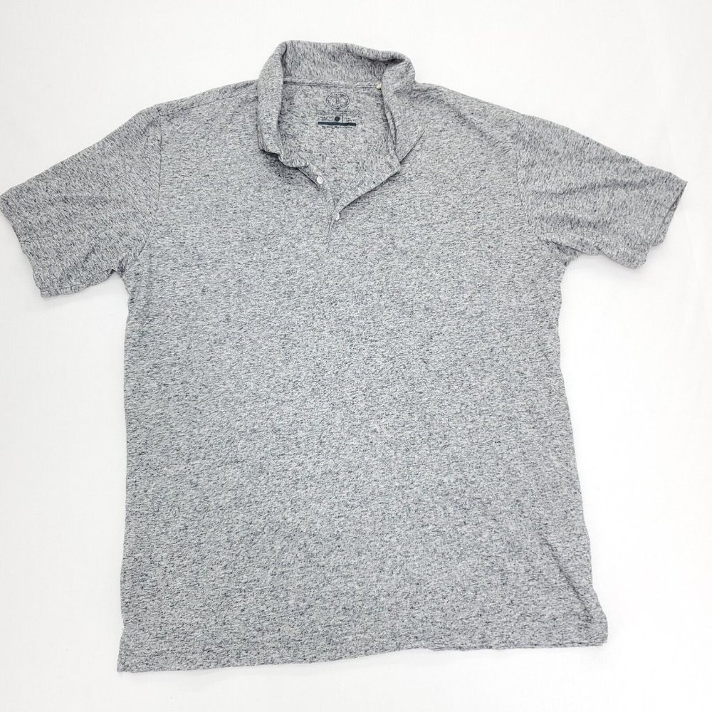 One Bay Away Polo Shirt Men Large Heathered Gray Premium Goods Poly Linen